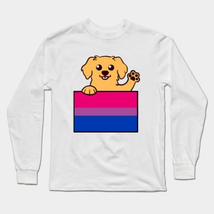 Love is Love Puppy - Golden Retriever - Bi Pride Flag Long Sleeve T-Shirt